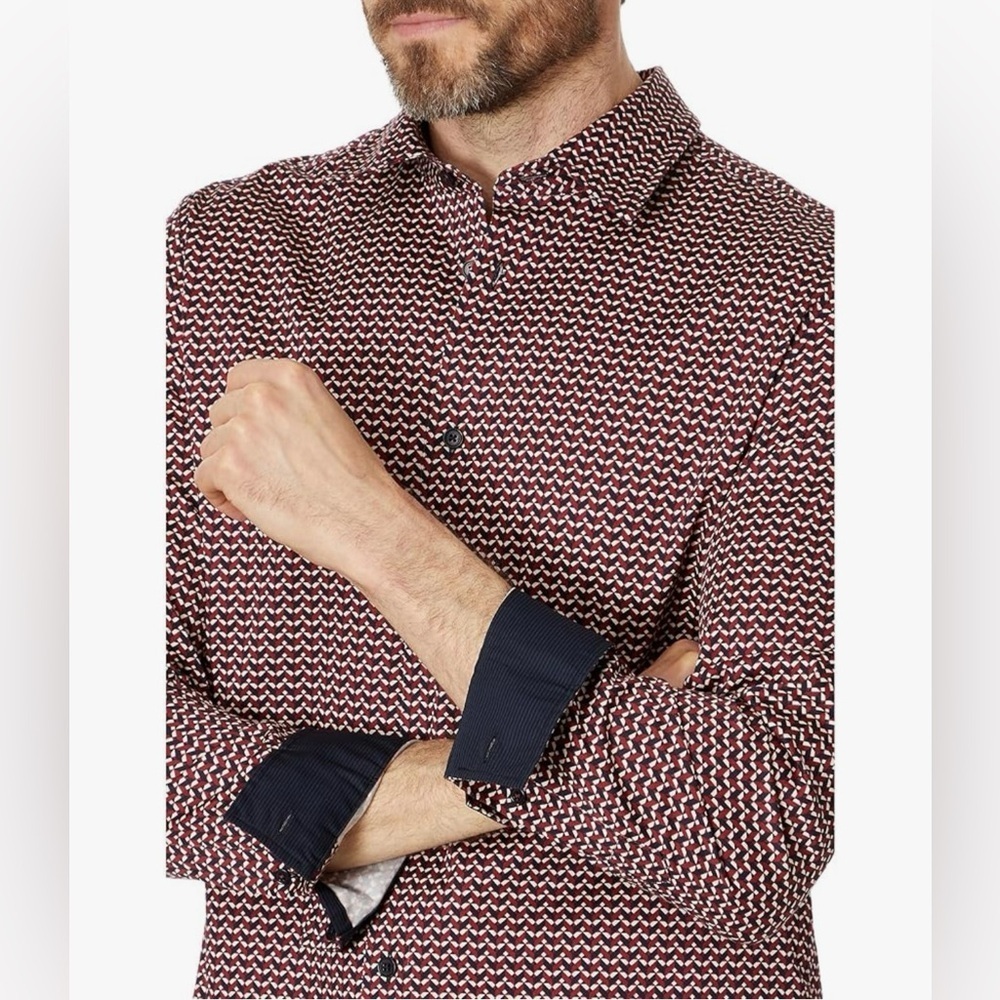 Ted Baker London Slim Fit Geometric Print Shirt (Size 4 / L)​​​ - Picture 4 of 13